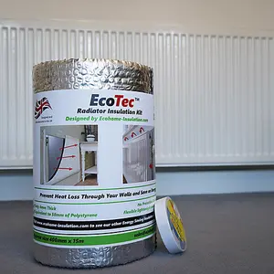 EcoTec Radiator Insulation Kit 400mm x 15m - (Insulates Approx. 6 Radiators) Reflects Heat Back into the Room.