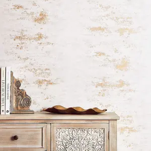 Venice Industrial Metallic Wallpaper In Ivory And Gold