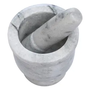 Interiors by Premier Large White Marble Large Mortar & Pestle