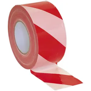 80mm x 100m Red and White Non-Adhesive Barrier Tape for Safety and Hazard Warning