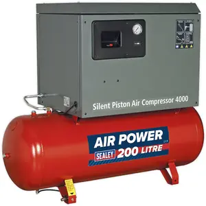 200 Litre Low Noise Belt Drive Air Compressor - Single Phase 3hp Electric Motor