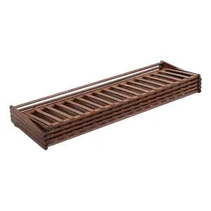 5-Shelf Brown Foldable Bamboo Ladder Flower Pot Stand Rack Holder Multifunctional Display Storage Rack 78cm (H)