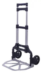 Workhorse Medium Duty Mini Compact Folding Aluminium Sack Truck, Telescopic Handle, Folding Toe Plate Solid Wheels, 60kg Capacity