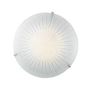 Luminosa CHANTAL LED Patterned Glass Flush Ceiling Light White 1820lm 4000K 40cm