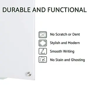 Dry Wipe Frameless Glass Whiteboard 45cm x 60cm Dry Erase Non Magnetic White