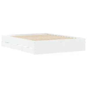 Berkfield Bed Frame with Drawers without Mattress White 150x200 cm King Size