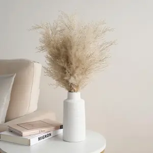 Pampas Grass Faux Fluffy in Vase Artificial Natural Style Plant Decorative Home