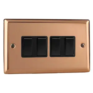 Varilight 4-Gang 10A 2-Way Rocker Switch Polished Copper