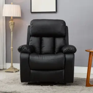 Chester Single Motor Electric Rise Recliner Bonded Leather Armchair Electric Lift Riser Chair (Black)