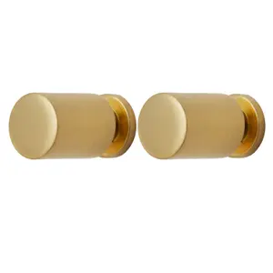 GoodHome Saffron Brass effect Gold Kitchen cabinets Round Handle (L)1.2cm (D)22mm, Pack of 2