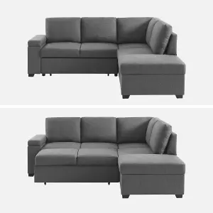 sweeek. 3-seater corner sofa bed with footstool Carl Charcoal Grey 223x83x89 cm