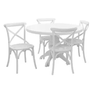 Contemporary White Wash 5Pc Dining Set, Space Saving Design Dining Set, Durable Small Dining Set For House