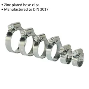 30 Pc Zinc Plated Hose Clip Assortment - 8mm to 29mm - External Pressed Threads