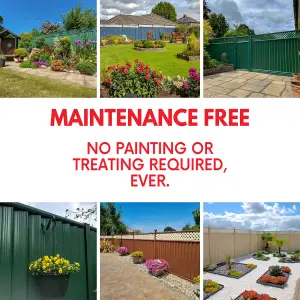 Storm Ready Maintenance Free 25 yr Guarantee ColourFence Extra Wide Metal Fence Panel Trellis 1.8m 6ft h x 2.35m 7.7ft w Green