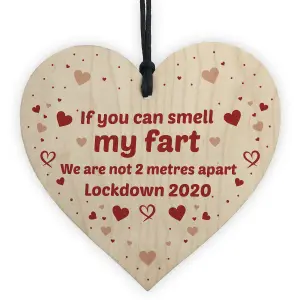 Rude Funny Gift For Husband Wife Wood Heart Lockdown Gift For Mum Dad Brother