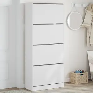 Berkfield Shoe Cabinet with 4 Flip-Drawers White 80x34x187.5 cm