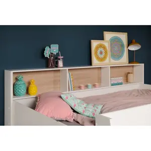 Benji European Single (90 x 200cm) Standard Bunk Bed with Shelves White/Oak