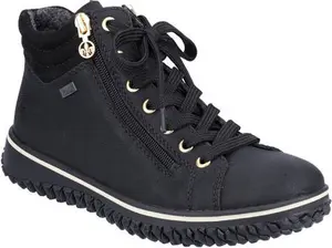 Rieker Womens Z4263-00 Namur Black Water Resistant Lace-Up Ankle Boots