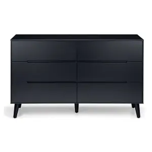 Retro Anthracite Wide Chest - 6 Drawers