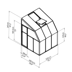 Palram - Canopia 6x6 ft & 1 window Barn Plastic Sun room (H)2470mm x (W)2010mm