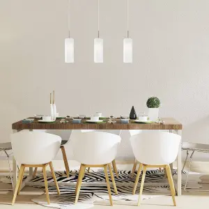 EGLO TROY 3 Satin Nickel And White Glass And 3 Light Ceiling Pendant, (D) 10.5cm