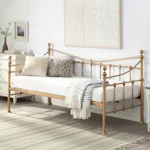 Newnham Classic Victorian Style Living Room Bedroom Antique Brass Metal Day Bed Frame