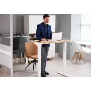 Dellonda Single Motor Height Adjustable Electric Sit & Stand Office Desk - Oak