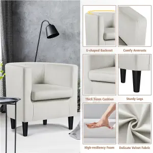 Yaheetech Beige Upholstered Velvet Club Chair