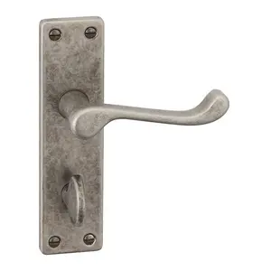 URBNLIVING 150mm Length Victorian Scroll Metal & Pewter Bathroom  Lever Latch Door Handle