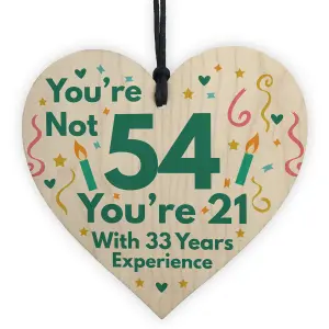 Red Ocean Funny Birthday Gifts For Women Novelty 54th Birthday Gift For Men Wooden Heart Sign Funny Birthday Card