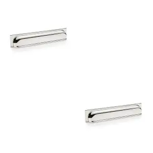 2 PACK - Backplate Cup Handle Polished Nickel 203mm Centre Solid Brass Shaker Drawer Pull