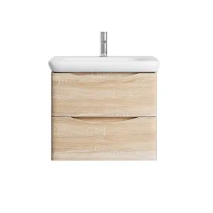 Eden 600mm Wall Hung Vanity Unit in Light Oak & Link Resin Basin