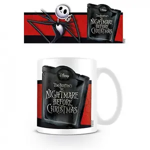 Nightmare Before Christmas Banner Jack Skellington Mug White/Black/Red (One Size)