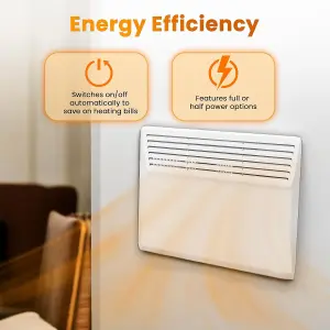 Electric Panel Heater 750W Floor or Wall Mounted Radiator, Adjustable Thermostat with Programmable Timer