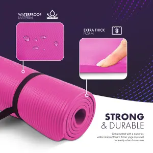 KAYMAN Yoga Mat Pink - 183cm x 60cm Multi-Purpose Extra Thick Foam Exercise Mats