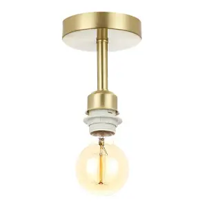 Satin Brass Gold Plated Ceiling Light Fitting for Industrial Style Light Bulbs