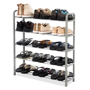 5 Tier Shoe Rack Storage Organiser Lightweight Space Saving Metal Shelves