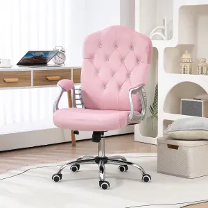 Vinsetto Home Office Chair with Adjustable Height Tilt Function Pink