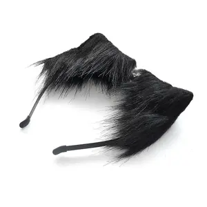 Halloween Cosplay Black Faux Fox Tail and Ear Headband Set