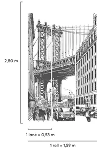 Grandeco Brooklyn Bridge 3 panel Textured Mural, 2.8 x 1.59m