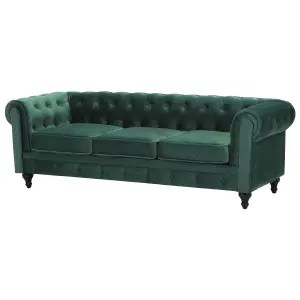 Velvet Living Room Set Green CHESTERFIELD