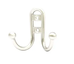 Chrome effect Zinc alloy J-shaped Double Ball Hook (H)36mm (W)68mm