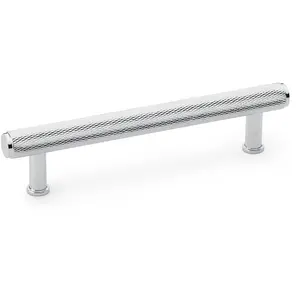 Knurled T Bar Pull Handle - Polished Chrome - 128mm Centres Premium Drawer Door