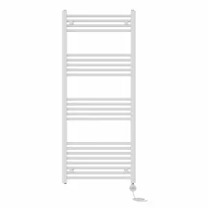 Right Radiators Prefilled Thermostatic Electric Heated Towel Rail Straight Ladder Warmer Rads - White 1400x600 mm