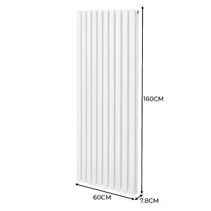 Oval Column Radiator & Valves - 1600mm x 600mm - White