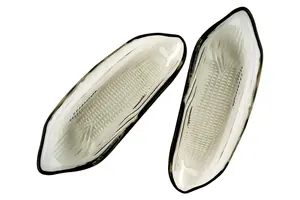 Set Of Two Corn On The Cob Grey Coloured Glass Dishes