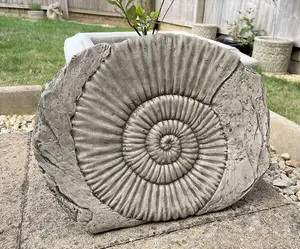 Ammonite Fossil Stone Statue Outdoor Garden Ornament Decoration British Made Sculpture