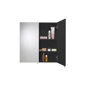 Croydex Dawley Matt Black Wall-mounted Double Bathroom Cabinet (H) 670mm (W) 600mm