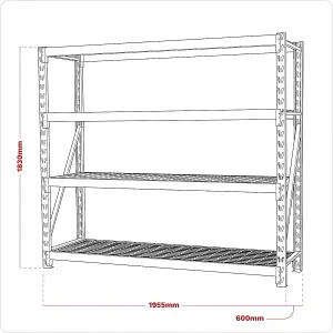 Sealey Heavy-Duty Racking Unit with 4 Mesh Shelves 640kg Capacity Per Level 1956mm AP6572