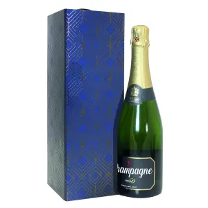 Eurowrap Foil Bottle Box Navy/Gold (One Size)